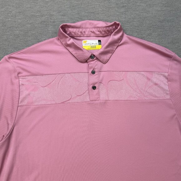 Nicklaus Mens Pink Hibiscus Pattern Golf Polo Shirt Short Sleeve Collared 2XL - Picture 2 of 10